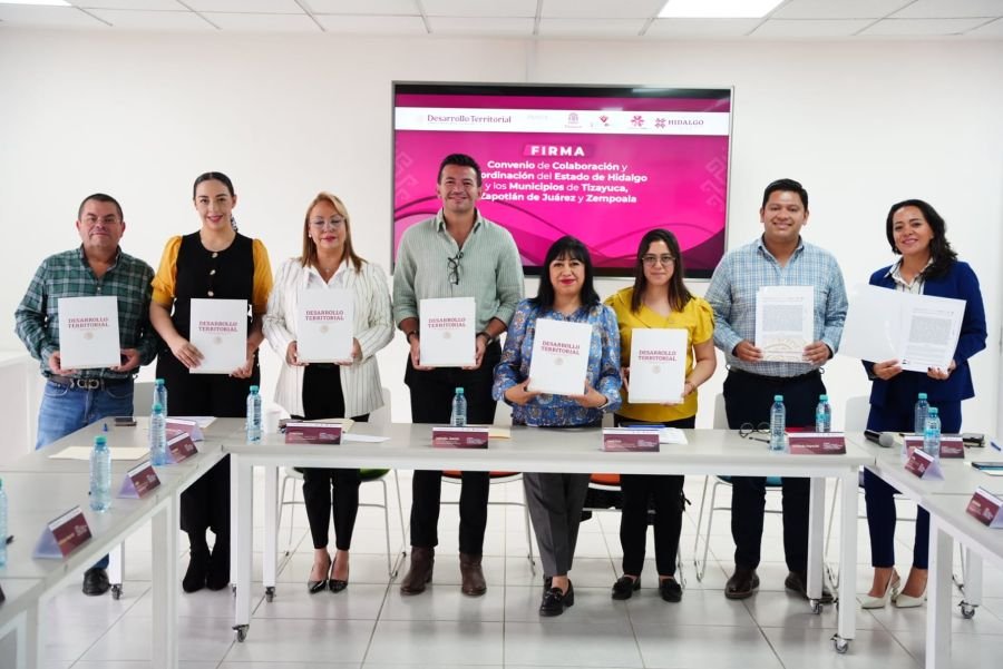 Gobierno de Hidalgo firma convenio con tres municipios para fortalecer la planeación territorial