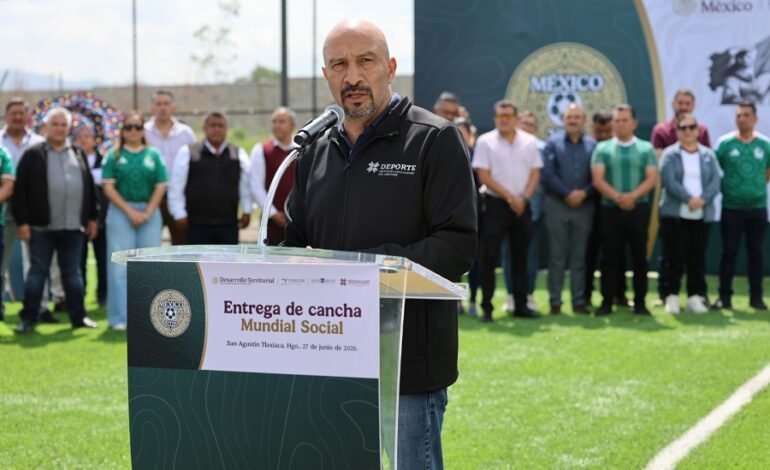 Hidalgo avanza con la construcción de 27 canchas de fútbol del programa Mundial Social México 2026