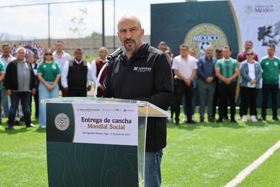 Hidalgo avanza con la construcción de 27 canchas de fútbol del programa Mundial Social México 2026