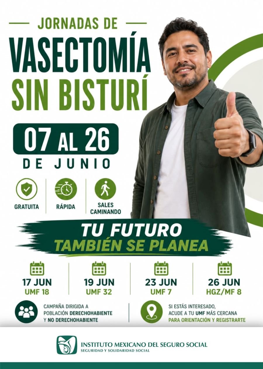 Impulsa IMSS Hidalgo a ejercer paternidad responsable con Jornadas de Vasectomías sin Bisturí