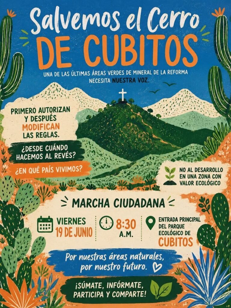 Protesta de Ciudadanos en Defensa del Cerro de Cubitos bajo el Lema “Las áreas naturales no tienen voz, por eso nosotros hablamos por ellas”.