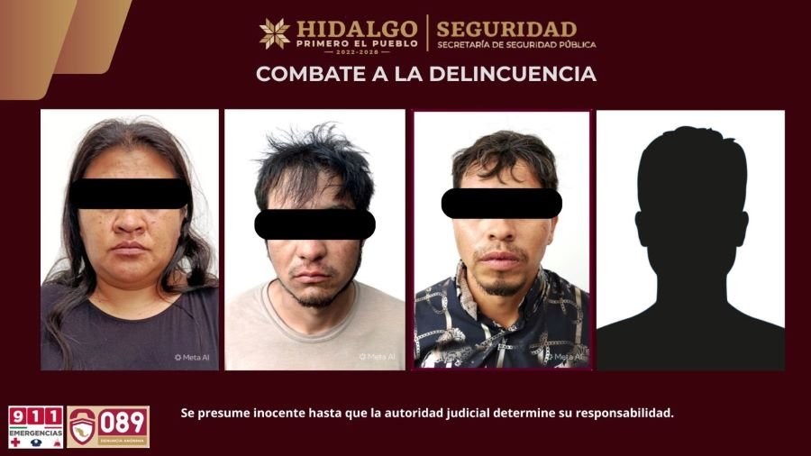 SSPH asegura a cuatro generadores de violencia en Tezontepec de Aldama