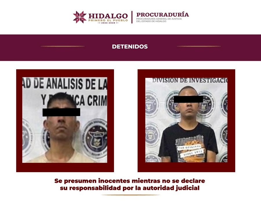 PGJEH Captura a dos sujetos con más de 59 mil dosis de sustancias en Mineral de la Reforma