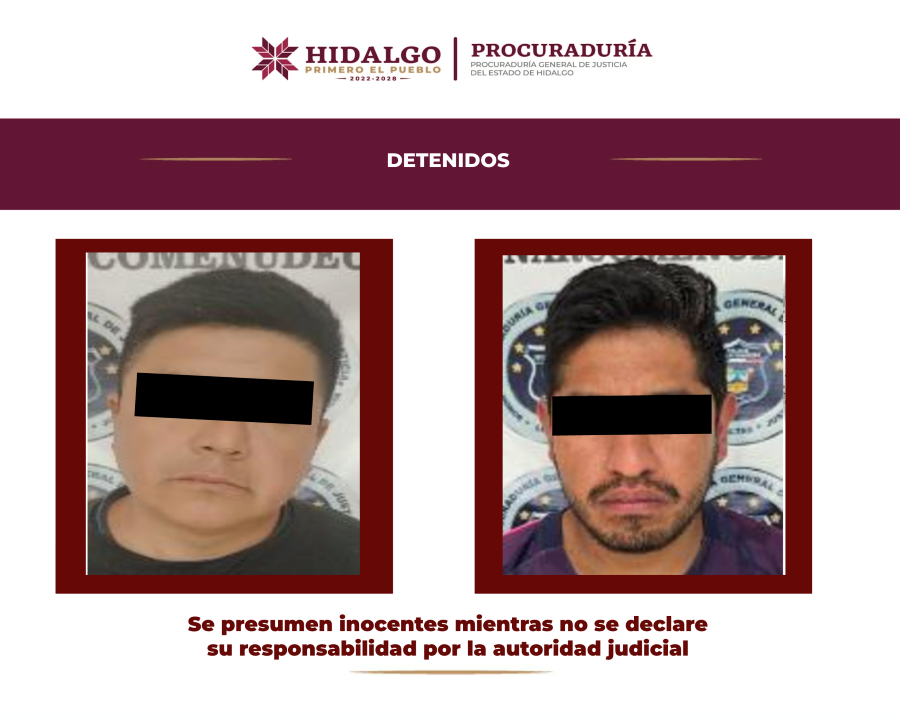 Cateo de la PGJEH en Santa Matilde, Pachuca Asegura a Dos Sujetos por Posesión de Drogas y Armas