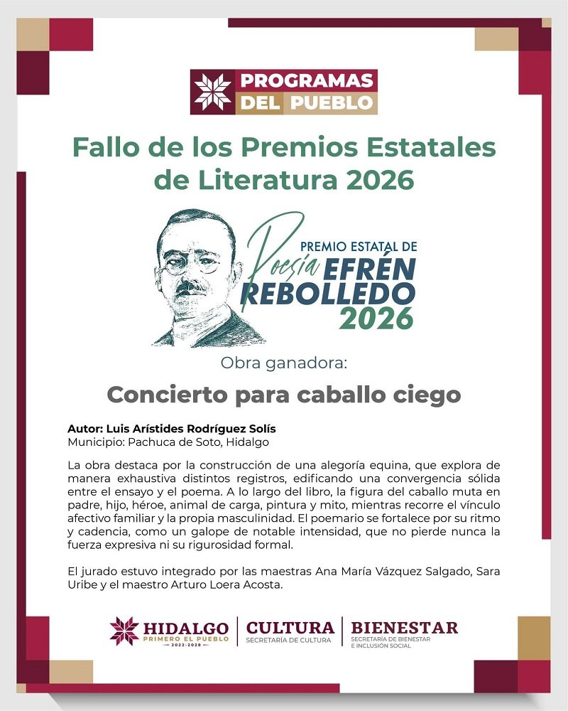 Gobierno de Hidalgo reconoce el talento literario