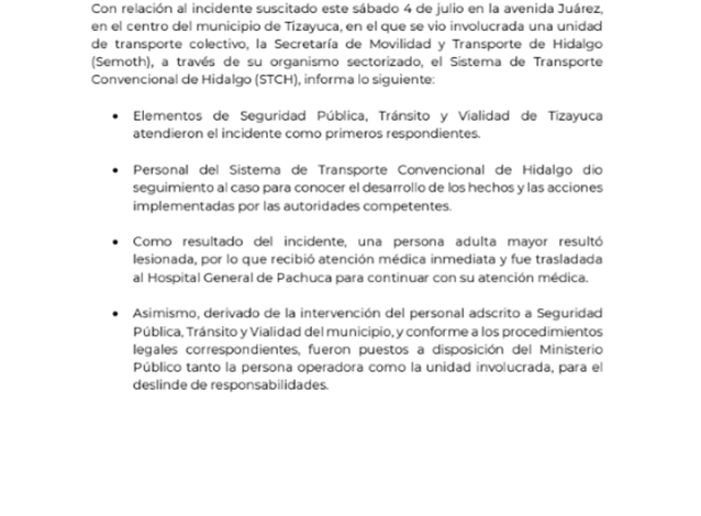 Incidente suscitado este 4 de julio en la avenida Juárez  Semoth Informa: