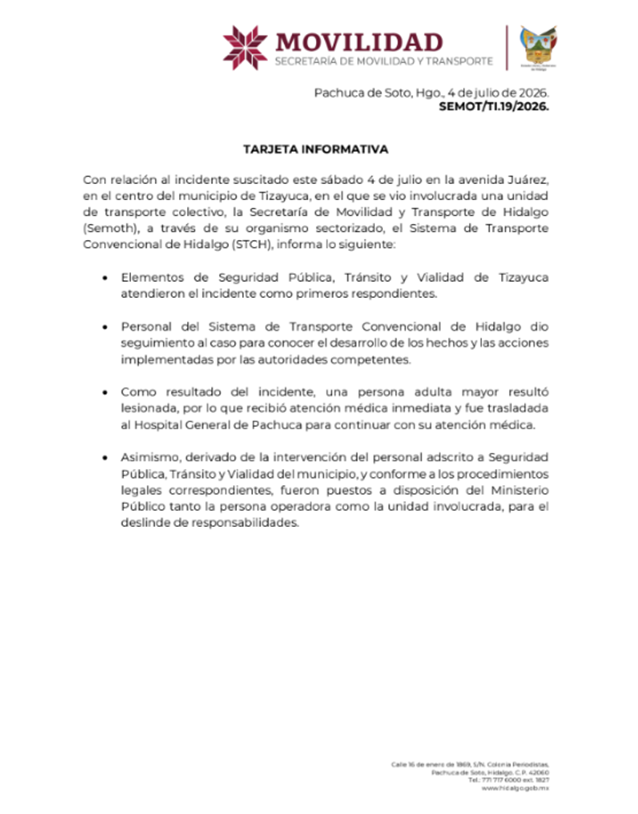 Incidente suscitado este 4 de julio en la avenida Juárez  Semoth Informa:
