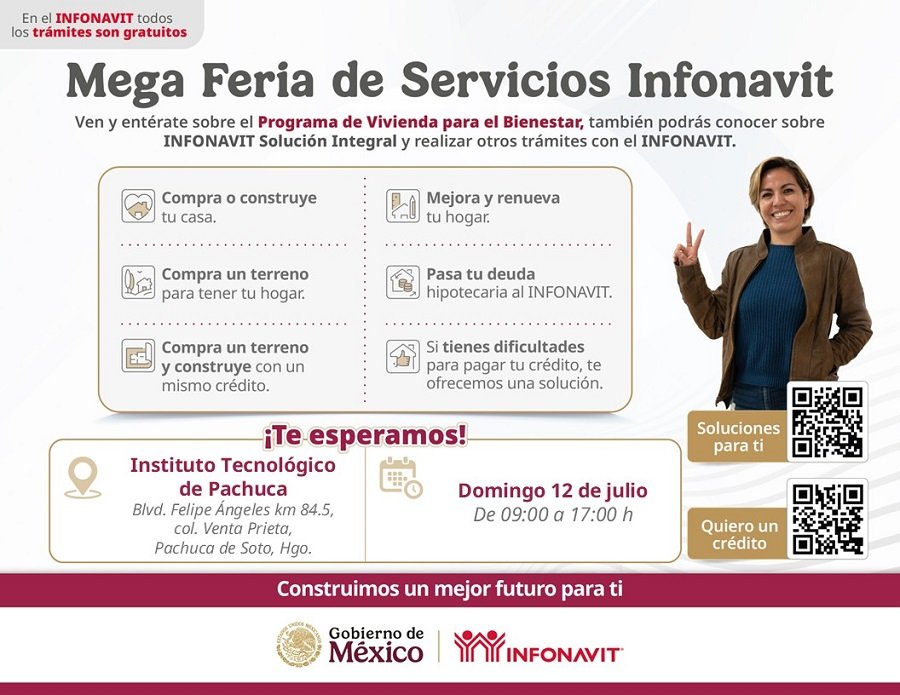 Infonavit Atenderá Este Domingo 12 de Julio a Las y Los Trabajadores En El Tec de Pachuca