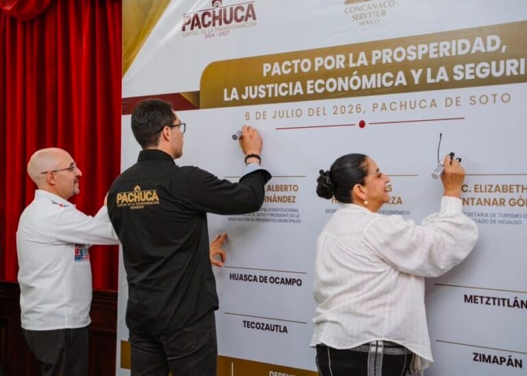 La Concanaco Servytur y presidentes municipales de Pachuca y pueblos mágicos Firmaron Pacto por la Prosperidad, la Justicia Económica y la Seguridad