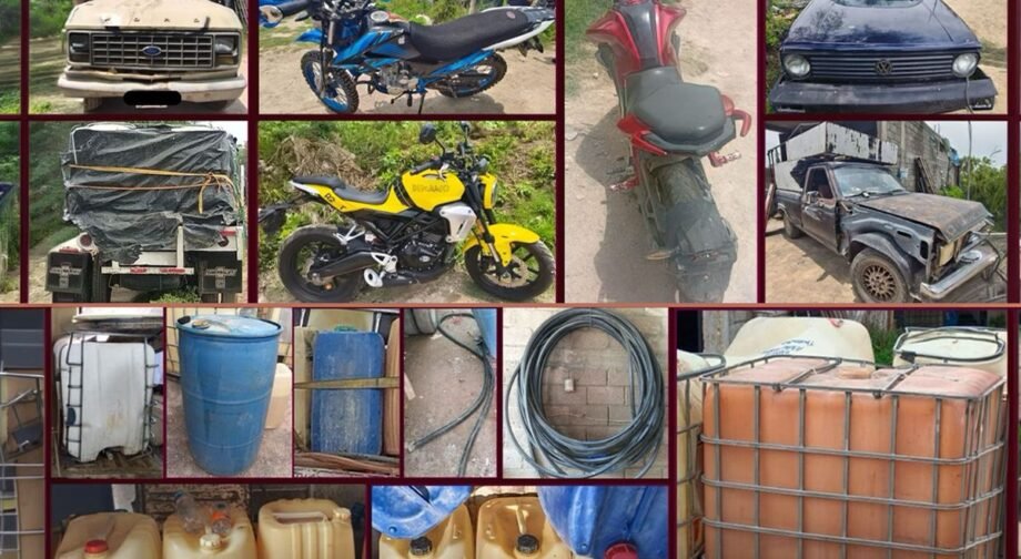 La SSPH, PGJEH, SEDENA y La Guardia Nacional Desmantelaron Un Inmueble En El Doxey, Almacenaba, Hidrocarburo, Droga y Autos Robados