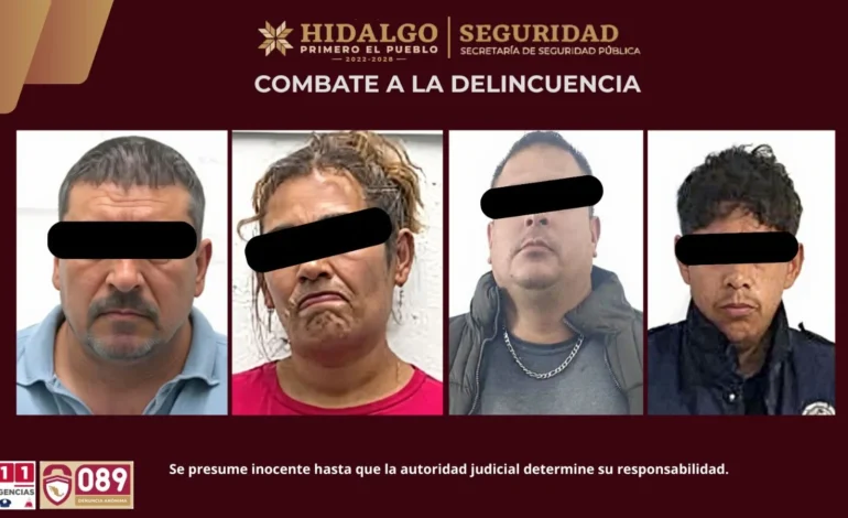 La Secretaría de Seguridad Pública de Hidalgo detuvo a cuatro personas