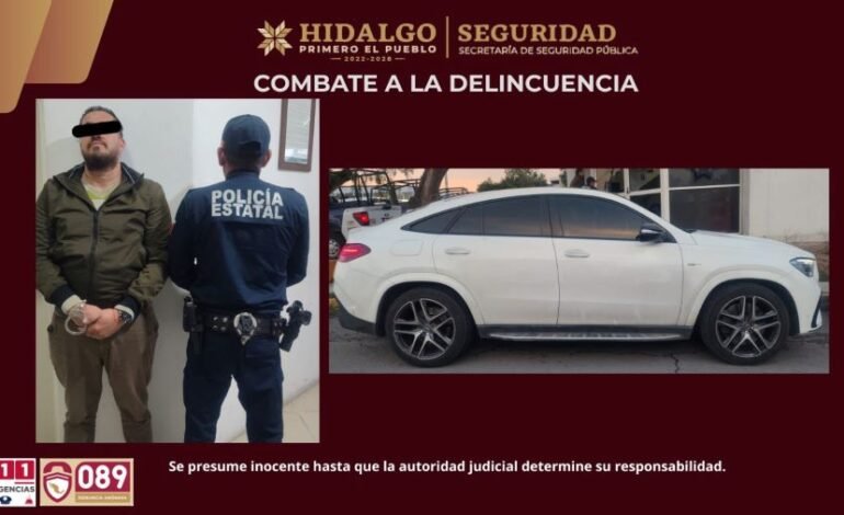 SSPH recupera vehículo robado en plaza comercial de Pachuca; aseguran a presunto responsable