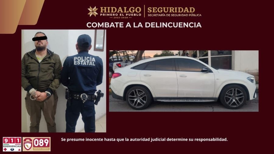 SSPH recupera vehículo robado en plaza comercial de Pachuca; aseguran a presunto responsable