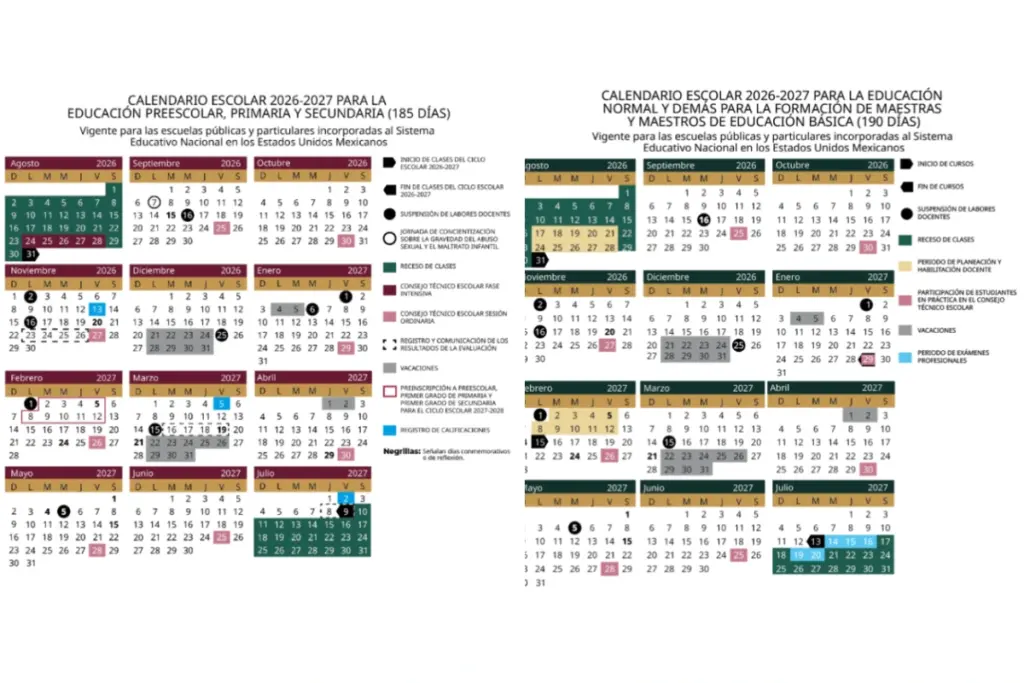 El Ciclo Escolar 2026-2027 Inicia el 31 de Agosto Para Preescolar, Primaria y Secundaria de Escuelas Públicas y Privadas