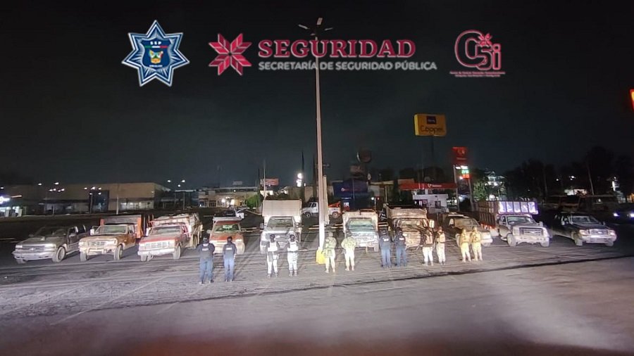 En Operativo Coordinado, SSPH Asegura 12 Camionetas e Hidrocarburo en Tula de Allende