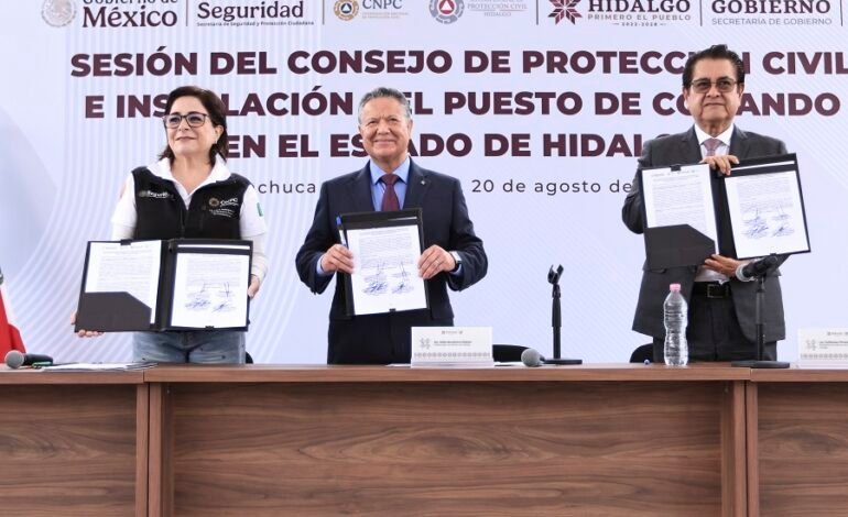 Gobierno de Hidalgo y CNPC Instalan Puesto de Comando para Enfrentar Temporada de lluvias