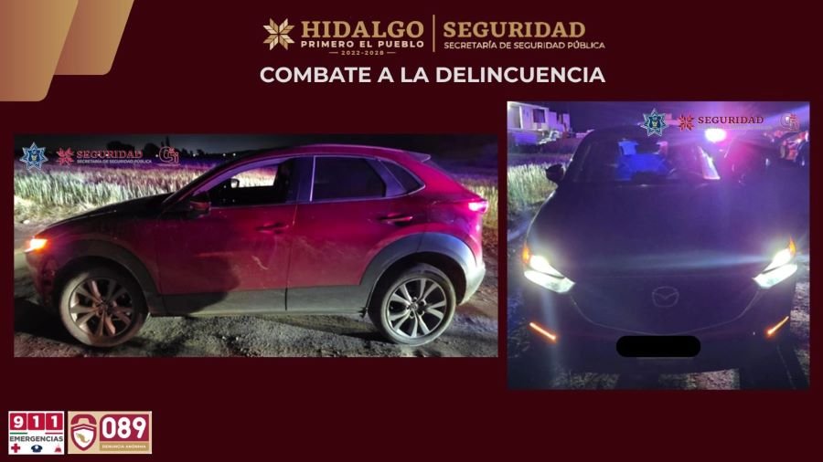 Recupera SSPH camioneta robada y asegura a dos presuntos responsables en Zempoala