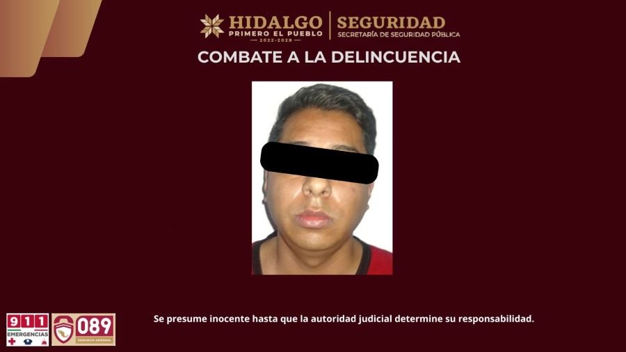 SSPH detiene a encargado del Centro de Control y Comando C2 de Villa de Tezontepec, vinculado con grupo delictivo