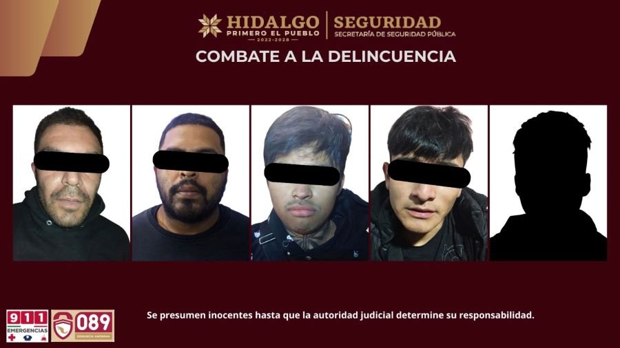 SSPH Detiene Cinco Presuntos Involucrados en Distribución de Droga en Tolcayuca