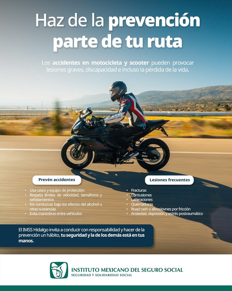 Invita IMSS Hidalgo a hacer uso responsable y seguro de motocicletas y scooters
