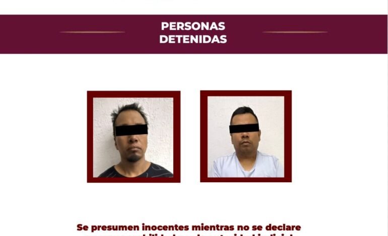 Por Narcomenudeo, PGJEH Detiene a Dos Personas, en Mineral de la Reforma