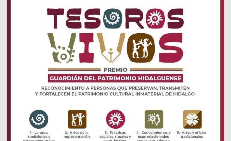 Tesoros Vivos entregará cinco estímulos de 80 mil pesos con recurso estatal a portadores del patrimonio hidalguense