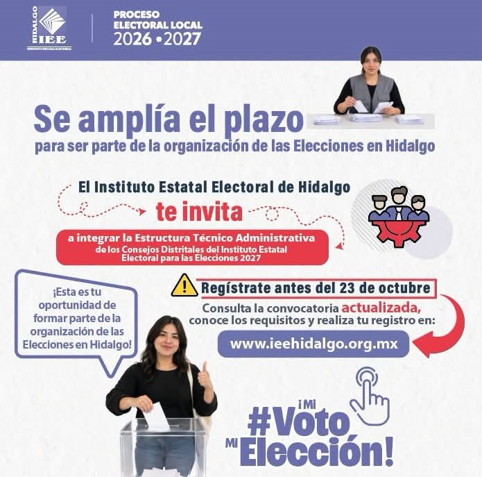 IEEH Amplía Plazos De Registro Para Integrar Los 18 Consejos Distritales Rumbo A Las Elecciones 2027