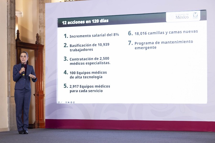 Presidenta Claudia Sheinbaum Anuncia Programa Emergente de 12 Acciones en 120 Días Para Mejorar La Atención y Las Condiciones de Los Trabajadores en El Imss
