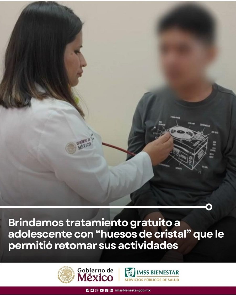 Tratamiento gratuito del IMSS Bienestar en Hidalgo permite a adolescente con “huesos de cristal” volver a jugar